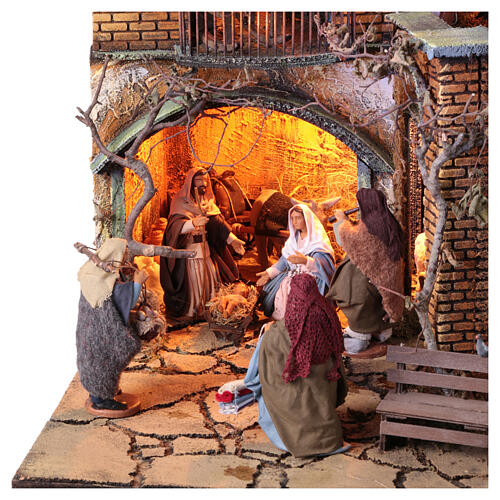 Neapolitan nativity village set 13 cm figurines 110x80x60 cm 2