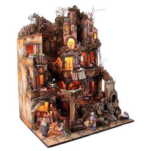 Neapolitan nativity village set 13 cm figurines 110x80x60 cm 7