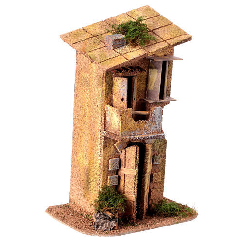 Casa estrecha dos pisos belén 8 cm Nápoles corcho 25x15x15 cm 3
