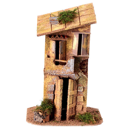 Maison étroite deux étages crèche 8 cm Naples liège 25x15x15 cm 1