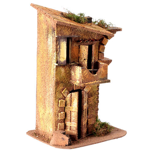 House with arch for 8 cm Neapolitan Nativity Scene, wood and cork, 25x15x10 cm 3