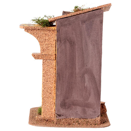 House with arch for 8 cm Neapolitan Nativity Scene, wood and cork, 25x15x10 cm 4