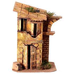 Maison crèche 8 cm avec arche Naples 25x15x10 cm bois liège