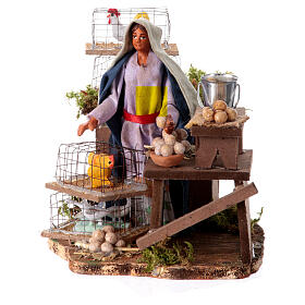 Egg seller with motion for 12 cm Neapolitan Nativity Scene, 10x20x10 cm