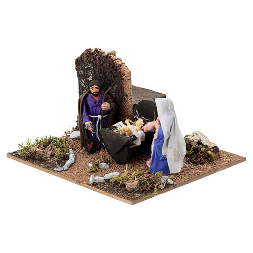 Święta Rodzina scena do szopki neapolitańskiej w ruchu, 8cm, 10x20x20 cm 2