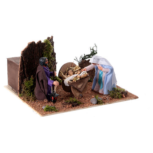 Sagrada Família cenário presépio napolitano com movimento 8 cm 10x20x20 cm 6