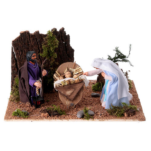 Holy Family Neapolitan nativity scene setting animated 8 cm 10x20x20 cm 1