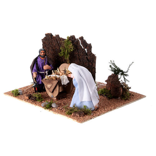 Holy Family Neapolitan nativity scene setting animated 8 cm 10x20x20 cm 3