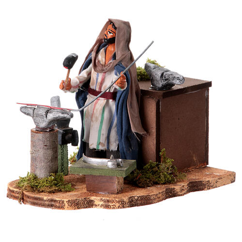 Fabbro presepe napoletano movimento 12 cm 15x15x10 cm 3