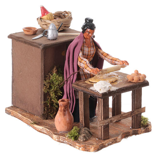 Kobieta wyrabiająca ciasto do szopki neapolitańskiej 10-12cm, 15x10x20 cm 5