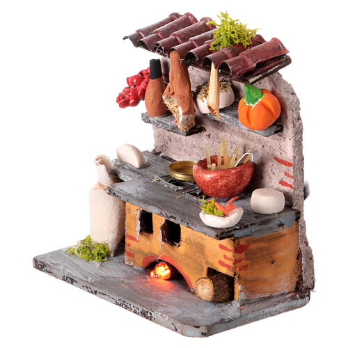 Küche mit Feuer, neapolitanische Krippe, für 6 cm Krippe – 10 × 10 × 5 cm 4