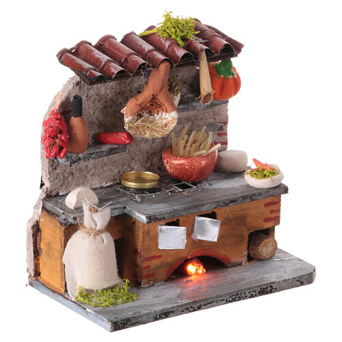 Küche mit Feuer, neapolitanische Krippe, für 6 cm Krippe – 10 × 10 × 5 cm 6