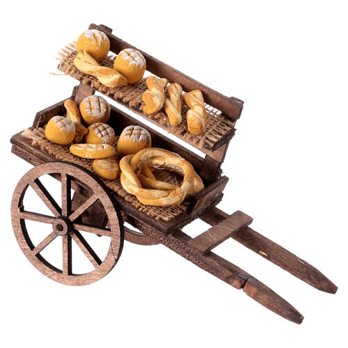 Cart with bread for 10-12 cm Neapolitan Nativity Scene, 10x5x15 cm 2