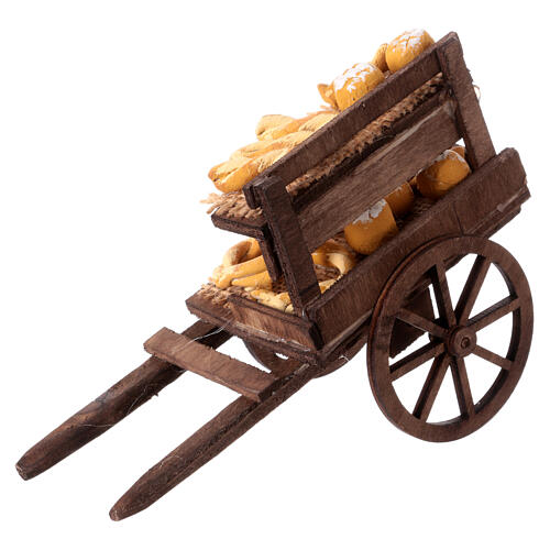 Cart with bread for 10-12 cm Neapolitan Nativity Scene, 10x5x15 cm 6