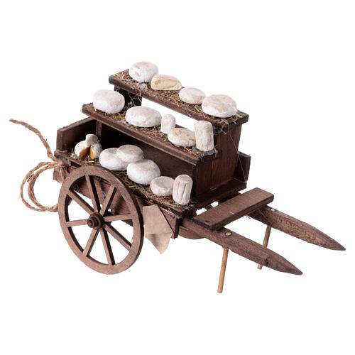 Wóz z serami do szopki neapolitańskiej 10–12 cm, 10×5×15cm 2
