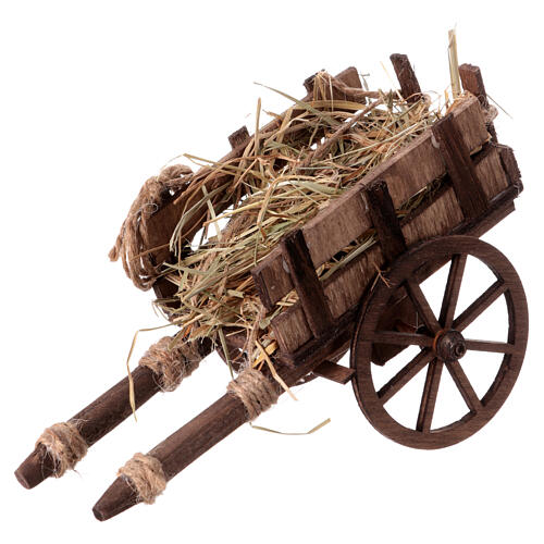 Hay wagon for 10-12 cm Neapolitan Nativity Scene, 10x5x15 cm 2