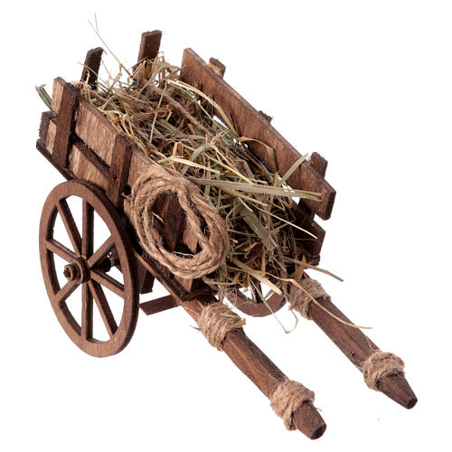 Hay wagon for 10-12 cm Neapolitan Nativity Scene, 10x5x15 cm 3