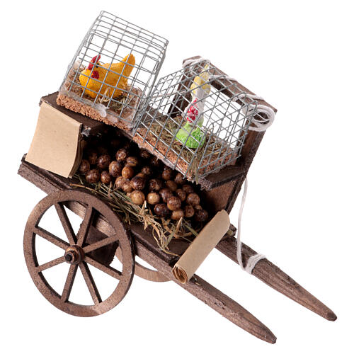 Chicken wagon for Neapolitan nativity scene 10-12 cm 10x5x15 cm 1