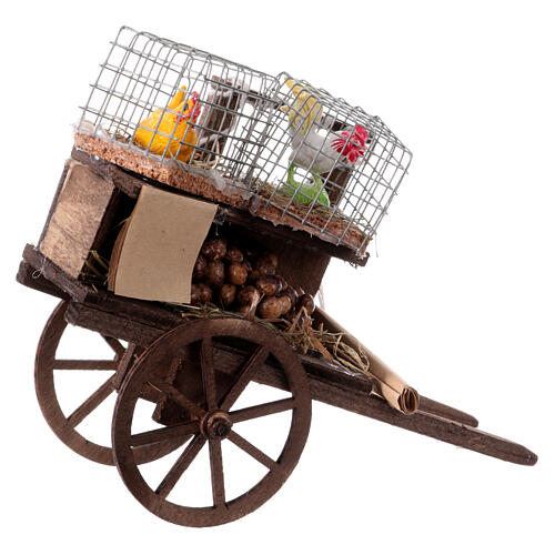 Chicken wagon for Neapolitan nativity scene 10-12 cm 10x5x15 cm 3