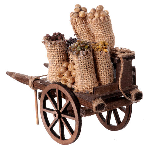 Cart with bags of beans for 10-12 cm Neapolitan Nativity Scene, 10x5x15 cm 5