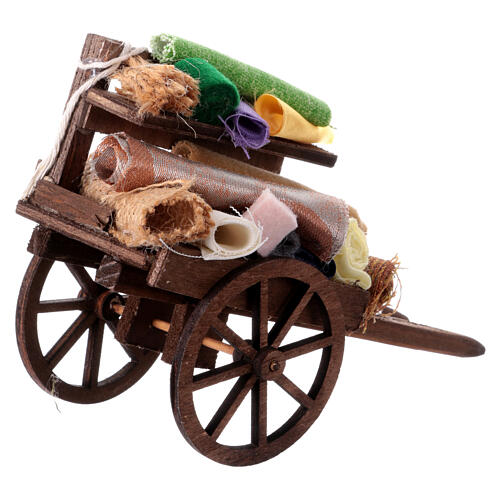 Cart with carpets for 10-12 cm Neapolitan Nativity Scene, 10x5x15 cm 3