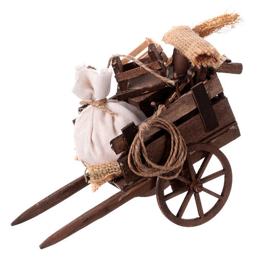 Cart with different objects for 10-12 cm Neapolitan Nativity Scene, 10x5x15 cm 1