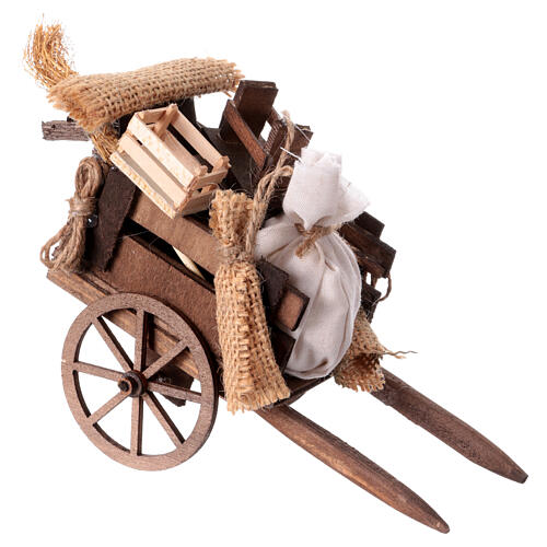 Cart with different objects for 10-12 cm Neapolitan Nativity Scene, 10x5x15 cm 3