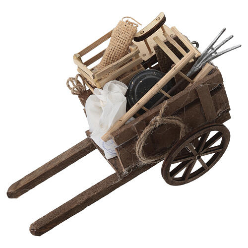 Cart with different objects for 10-12 cm Neapolitan Nativity Scene, 10x5x15 cm 2