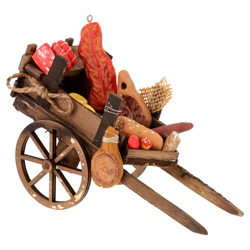 Carro carne salumi presepe napoletano 10-12 cm 10x5x15 cm 9