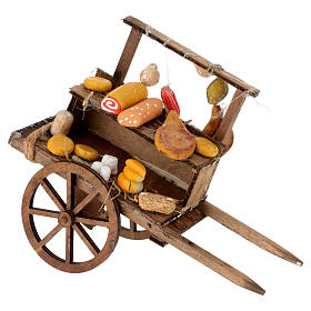 Meat and cheese cart for 10-12 cm Neapolitan Nativity Scene, 10x5x15 cm