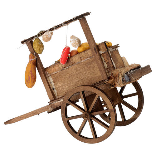 Meat and cheese cart for 10-12 cm Neapolitan Nativity Scene, 10x5x15 cm 3