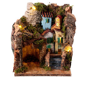 Neapolitan nativity scene setting four houses stairs 6-8 cm 25x20x20 cm