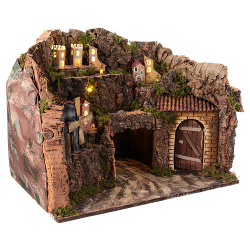 Village with windmill for Neapolitan Nativity Scene of 8-10 cm, 30x40x28 cm 4