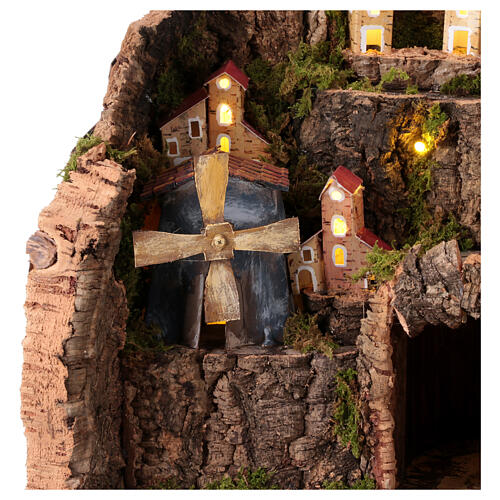 Borgo presepe mulino a vento presepe napoletano 8-10 cm 30x40x28 cm 3