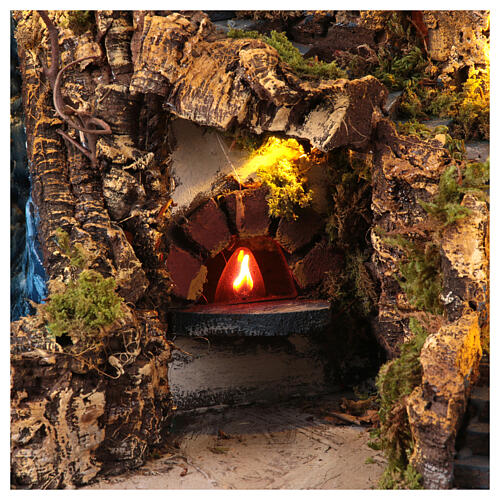 Village with waterfall for Neapolitan Nativity Scene of 10-12 cm, 50x50x40 cm 4