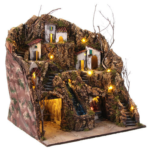 Pueblo cascadas belén napolitano casas 10-12 cm 50x50x40 cm 10