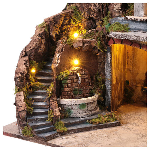 Village with fountain cave and oven for Neapolitan Nativity Scene of 10-12 cm, 50x60x40 cm 8