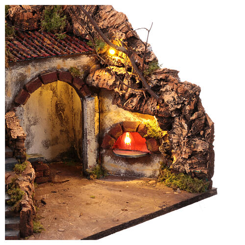 Illuminated village with a fountain for 10 cm Neapolitan Nativity Scene, 60x60x50 cm 4