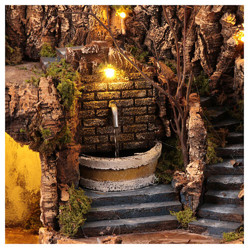Borgo presepe Napoli fontana illuminato 10 cm 60x60x50 cm 4