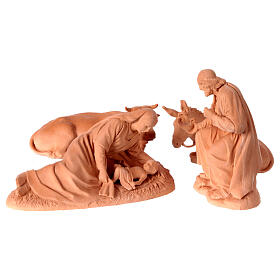 Nativity Holy Family in raw terracotta 4 pieces h 12 cm