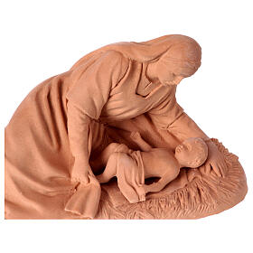 Nativity Holy Family in raw terracotta 4 pieces h 12 cm