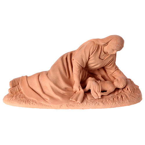 Nativity Holy Family in raw terracotta 4 pieces h 12 cm 4