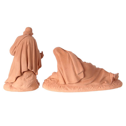 Nativity Holy Family in raw terracotta 4 pieces h 12 cm 12
