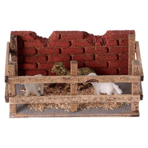 Recinto con pecore presepe napoletano 10 cm 5x10x5 cm 1
