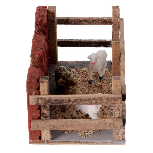 Fence with sheep Neapolitan nativity scene 10 cm 5x10x5 cm 3