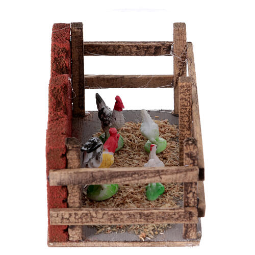 Recinto con galline presepe napoletano 10 cm 5x10x5 cm 3