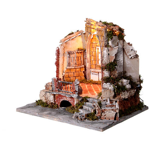 Ruined building with arch for 10-12 cm Neapolitan Nativity Scene, 35x40x30 cm 3