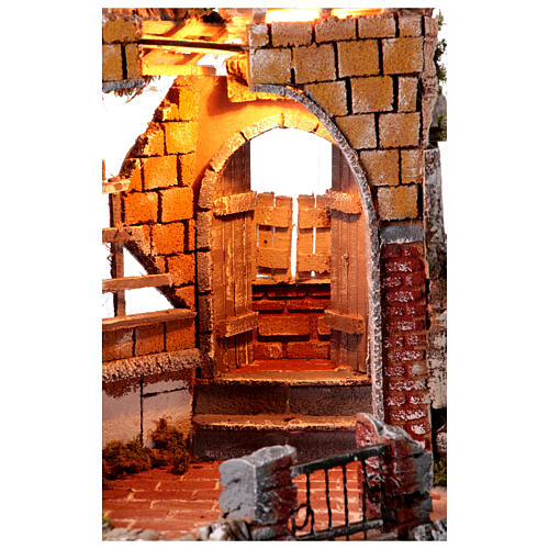 Neapolitan nativity scene stable with balcony 10-12 cm 35x40x30 cm 2