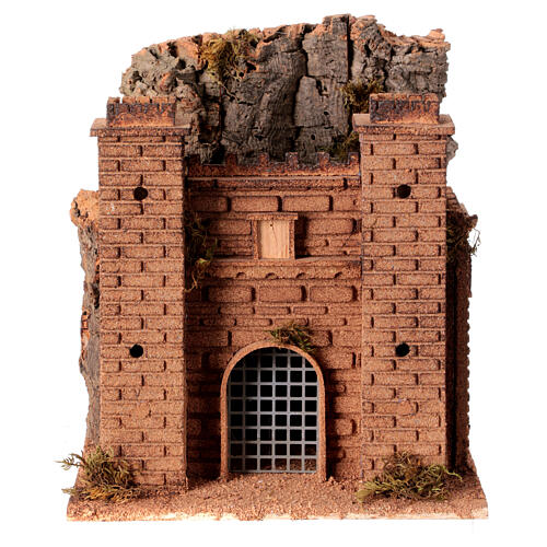 Castle with moving gate Naples nativity scene 8-10 cm 30x30x20 cm 1