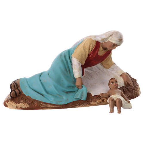 Complete Nativity Set of 11 painted terracotta Neapolitan nativity scene statues, 12 cm 10